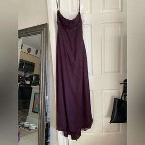 Eggplant colored formal gown, strapless, size 12